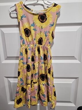 Heart And Arrow Pink Dress with Yellow Sunflower Print